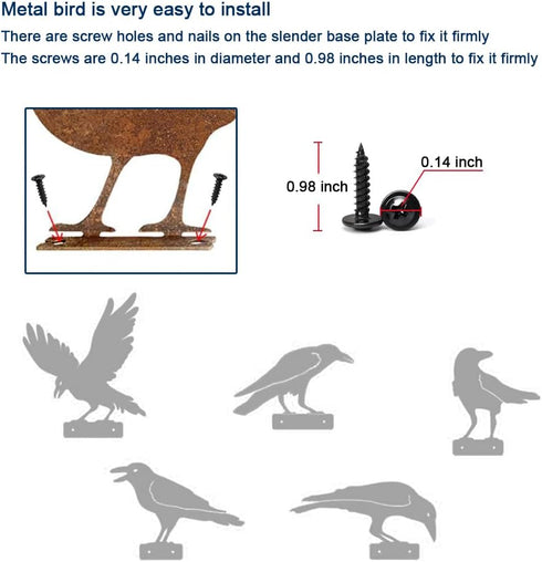 5PCS Rusty Birds Decoration, Outdoor Fence Decorations, Lifelike Metal Birds Silhouette Craft Statue Ornaments Funny Bird Decor Garden Yard Art, F...