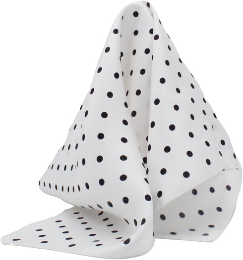 White Polka Dot Silk Pocket Square 100% Silk - Full-Sized 16"x16"...