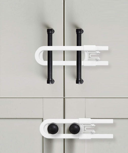 Sliding Cabinet Locks for Child Safety | Baby Proof Your Kitchen, Bathroom, and Storage Doors | Childproof Safety Locks for Knobs and Handles | Ea...