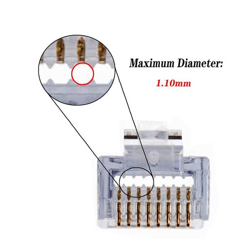 PETECHTOOL RJ45 Cat6 Cat5 Connectors Ends Gold Plated 8P8C Ethernet Pass Through Plug (100Pack)......
