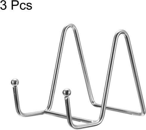 uxcell Plate Stand for Display, 3Pcs 3 Inch Iron Easel Plate Holder Display Stands Metal Decorative Plates for Picture Photo Book, Silver...