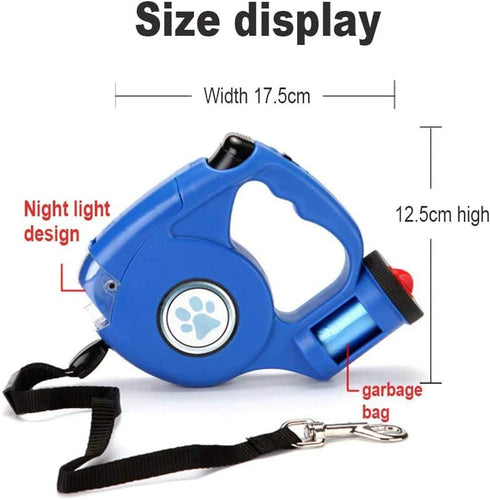 JEBBLAS Dog Retractable Leashes with Flashlight and Waste Bag Dispenser 3 in 1 Automatic 15ft Dog Walking Leash with Anti-Slip Handle Black...