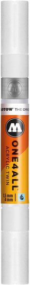 MOLOTOW ONE4ALL Acrylic Twin Pump Marker, 1.5mm and 4mm Nibs, Signal White, 1 Each (227.411)...