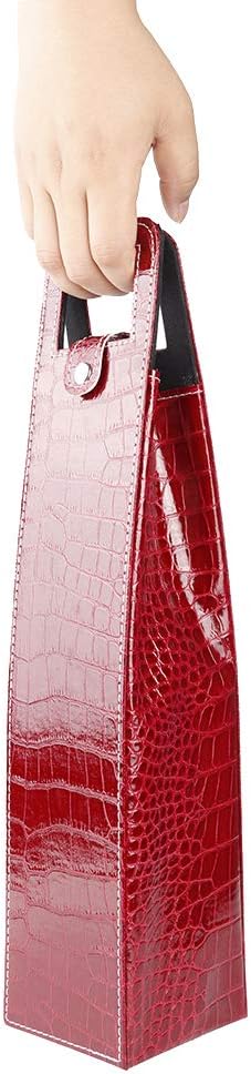 Wine Tote Bag 1 bottle PU Resuable Leather Single Wine Tote Holder Insulated Wine Tote Bag Champagne Beer Gift Bags Carrier(red)...