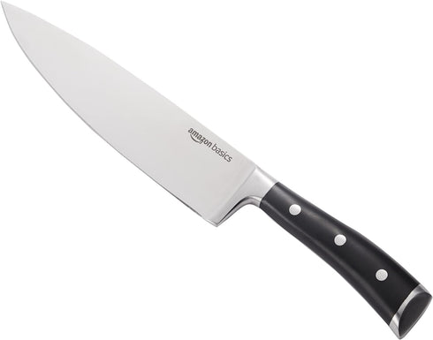 Amazon Basics Classic 8-inch Chef’s Knife with Three Rivets, Silver...