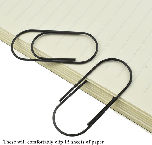 HAHIYO Paper Clips 2 inches (50mm) Length Black Wide Paperclips Vinyl Coated Prevent Scratching Tearing The Pages Sturdy for Bookmark Organize Hom...