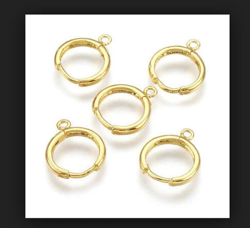 20pcs Adabele Hypoallergenic Dangle Tarnish Resistant Round Hoop Huggie Earring Hooks Earwire14mm (0.55 Inch) Long Gold Plated Brass for Earrings ...