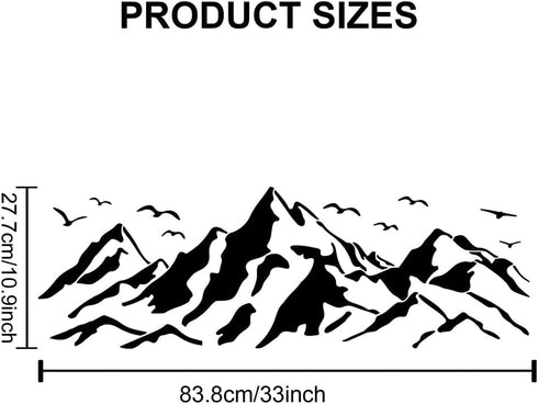 3pcs Mountain Stencil 33×10.9inch Splicing Style Mountain Bird Template with Paint Brush Reusable Mountains Landscape Stencil for DIY Wall Art Fur...