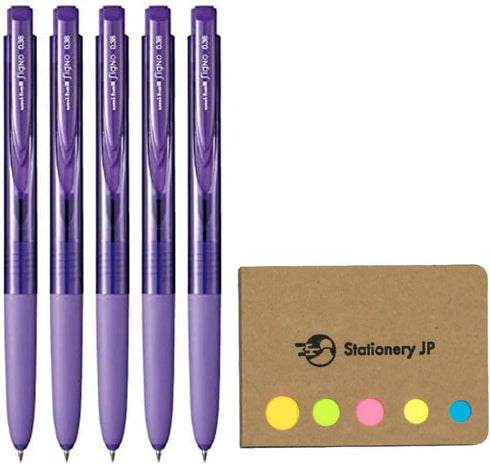 Signo RT1 Retractable Gel Ink Pen, Micro Point 0.38mm, Rubber Grip, Violet Ink, 5-Pack, Sticky notes Value Set...
