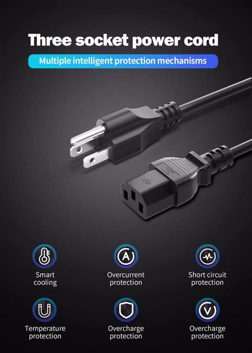 2 Pack 4FT 3 Prong AC Power Cord Compatible with Instant Pot Electric Pressure Cooker, Instant Pot DUO, DUO Mini, Ultra, Pro, Evo, Instapot Rice C...