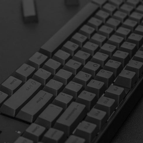 PBT Keycaps 60 Percent - Black 142 Keys Keycap Set Cherry Profile DYE-Sub, Custom Gray Theme Minimalist Style Keyboard keycaps Suitable for 60/61/...