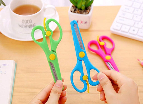 Children Scissors,Kids’ Artwork Blunt Tip Anti-Pinch Shears Students Cutter Scissors for DIY Handcraft Projects(5pcs)...