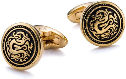 Dragon Cufflinks for Men, Norse Viking Dragon Cufflinks, Celtic Dragon Totem Enamel Cuff Links, Dragon Shirt Tuxedo Cufflinks, Punk Animal Cufflin...