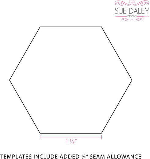 SUE DALEY DESIGNS Hexagon Template Patchwork with BUSYFINGERS EPP English Paper Piecing (1 1/2 inch)...