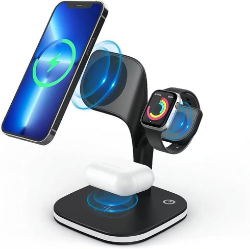 Magnetic Wireless Charger Station - 5 x1 Fast Charging - Compatible with iPhone 15/14/13/12 Series, iwatch 1-9/Ultra, Airpods Pro - Wireless Charg...