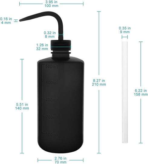 stonylab LDPE Chemical Wash Bottle, 2-Pack Watering Tool Safety Black Plastic Squeeze Bottle Lab Rinse Bottle with Scale Labels and Narrow Mouth S...