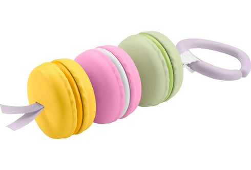 Fisher-Price Baby Pretend Food Baby Rattle My First Macaron Take-Along Sensory Toy for Newborns in Gift Ready Package...