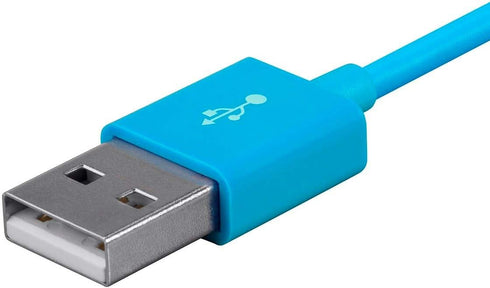 Monoprice USB Type-A to Micro Type-B Cable - Polycarbonate Connector Heads, 2.4 Amp, 22/30AWG, 6 Feet, Blue - Select Series...