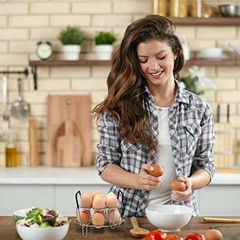 Stackable Egg Steamer Rack, BiaoGan Egg Cooking Rack with Heat Resistant Silicone Handles Compatible with Instant Pot Accessories 6,8 Quart, 14 Eg...