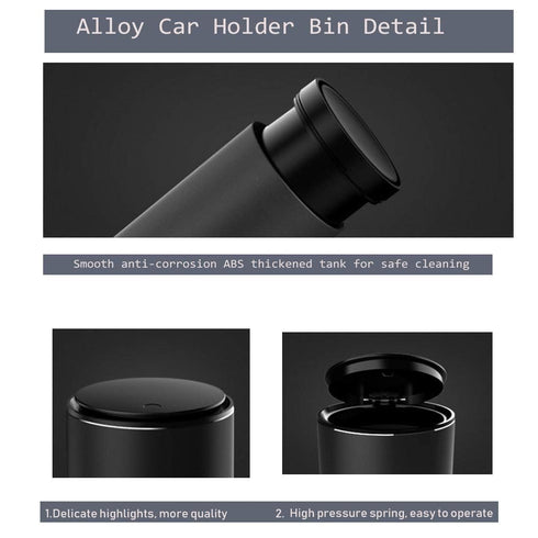 KOOMTOOM Alloy Mini Car Cup Holder Garbage Can, 300ml Dismountable Trash Bin Trash Garbage Can with Lid Leak Proof for Car Universal (Dark Gray)...
