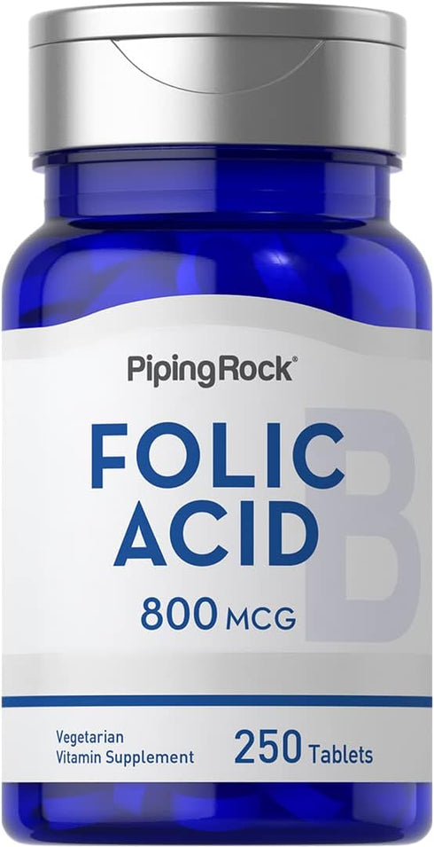 Piping Rock Folic Acid 800 mcg | 250 Tablet Capsules | Vegetarian Supplement | Non-GMO, Gluten Free...