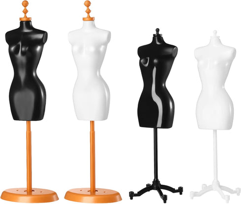 4pcs Doll Cloth Gown Display Support Holder Mini Mannequin Model Stand Plastic Display Support Holder for Doll...