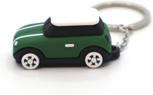 Keychain with MINI Cooper(Silicone Model), 3D OM, Stylish Cute Adorable, Silver Chain (Green) (KM1-DG)...