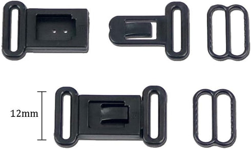 50 Sets Adjustable Bow Tie Clips Plastic Snap Buckles Hook Fastener for Necktie Strap (Black)...