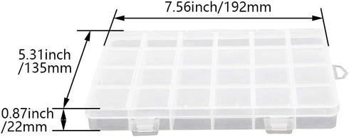 2PCS Clear Plastic Organizer Box, Component Storage Box,24 Fixed Grids Storage Container Jewelry Box for Beads Art DIY Crafts Jewelry Fishing Tack...