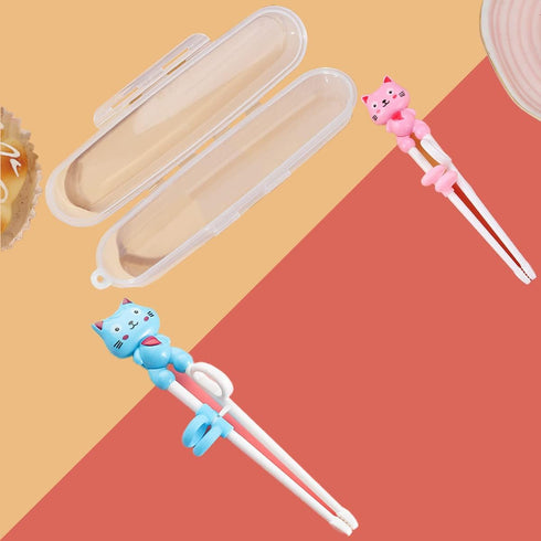 2 Pairs Kids Chopsticks - Cute Animal Cartoon Design, Plastic Training Chopsticks for Kids, Chopstick Helper/Trainer, by Bolonie...