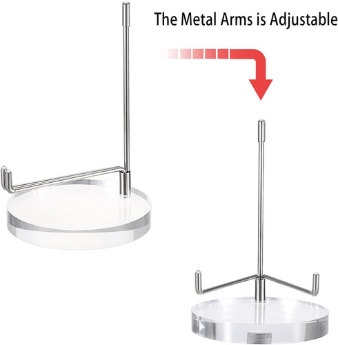 Hipiwe Adjustable Metal Arm Display Stand Easel with Round Acrylic Base Decorative Plates Display Easel Holder for Plate Agate Slice Fossils Cryst...