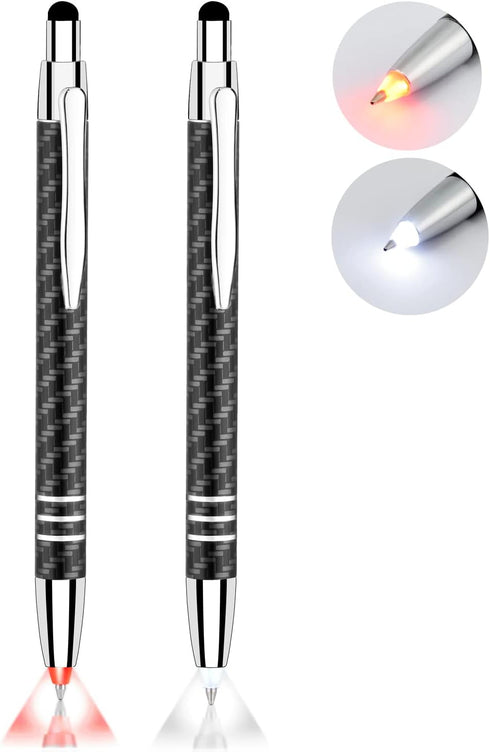 Pen with Light, 3-in-1 Lighted Tip Pen with Capacitive Stylus (LED Light + Ballpoint Pen+ Stylus) Light Up Pen LED Penlight Lighted Pens for Writi...