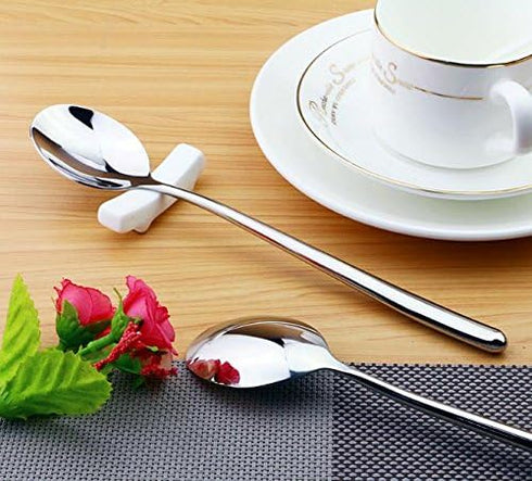 Miupoo Spoons,Stainless Steel Long handled soup spoons,Silver,10 Piece (8.7x1.6 Inches)...