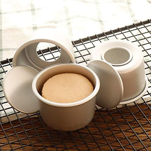 Flunyina Perfect Performance Aluminium Mini Round Chiffon Cake Pan, Set of 5...