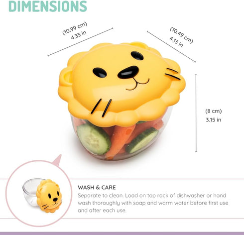melii Animal Snack Containers with lids - Food Storage for Toddlers and Kids - Lion...
