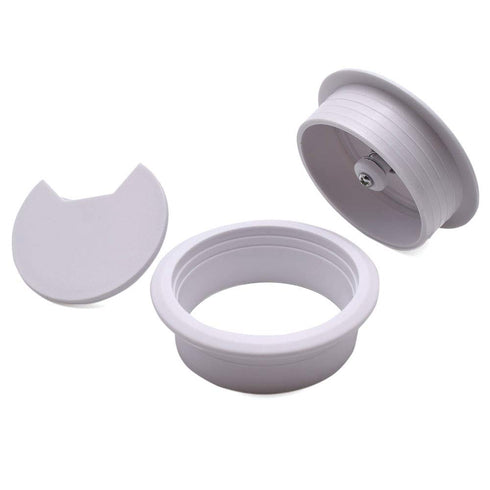 2 Inch (50mm) White Wire Grommets and Cable Ties Kit ABS Plastic Desk Hole Cover Cord Organizer for Computer Desk Cabinet (2pcs Desk Grommets + 6p...