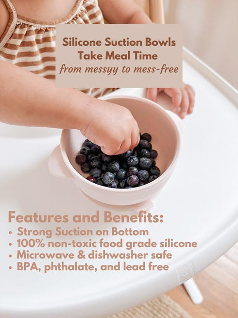 Silicone Baby Bowls with Lids | Toddler Food Storage Bowls Set (Beige)...
