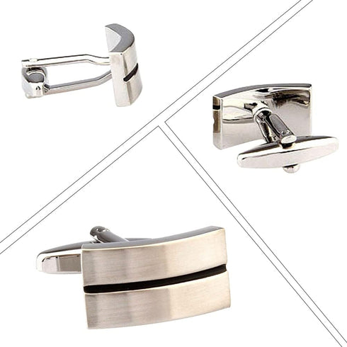 2 Pcs Cufflinks Stripes Cuff Link Knot Simple Shirt Studs for Graduation Ceremonies and Business Meeting Gold Black Cufflinks for Men Ideal for We...