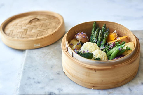 Happy Sales , Three Piece 6 Inch Bamboo Steamer...