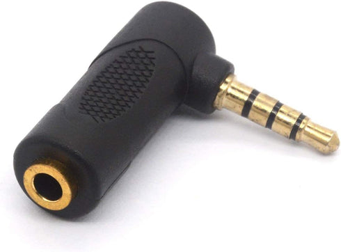 Gold Plated 3.5mm Headphone Adapters, Right Angle 3.5mm TRRS Male to Female AUX Connector 90 Degree 4 Pole 1/8" Audio Adaptors (2 Pack)...