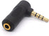 Gold Plated 3.5mm Headphone Adapters, Right Angle 3.5mm TRRS Male to Female AUX Connector 90 Degree 4 Pole 1/8" Audio Adaptors (2 Pack)...