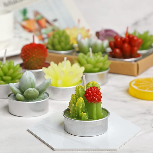 Succulent Cactus Tea Light Candles Cute Plant Shaped Bulk for Birthday Party Wedding Baby Bridal Shower Favor Decor Hostess Gift Sets (12 PCS)...