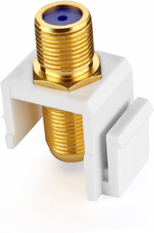 TNP Coaxial F Connector RG-6 Keystone Jack Insert (5 Pack) Snap in Adapter Port Female Gold Plated Digital Coax Inline Coupler for Wall Plate Outl...