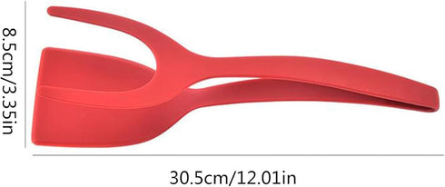 2 in 1 Grip and Flip Spatula Tongs Egg Flipper Tong Fried Egg Double Spatula, Non-Stick Food Clip Egg Turner Pancake Fish French Toast Omelet Maki...