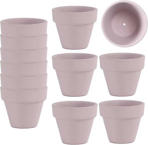 Mini Pink Terracotta Clay Flower Pots 2 inch with Drainage Holes for for Tiny Cactus Herb lithop, Small Succulent Planter Nursery Plant Pot...