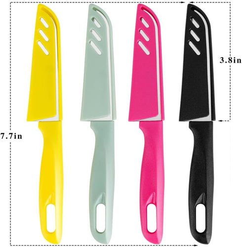 8 pieces Paring Knives (4PCS Peeling Knives and 4PCS Knife Sheath), Ultra Sharp Vegetable and Fruit Knife,German Steel Small Kitchen Knife with PP...