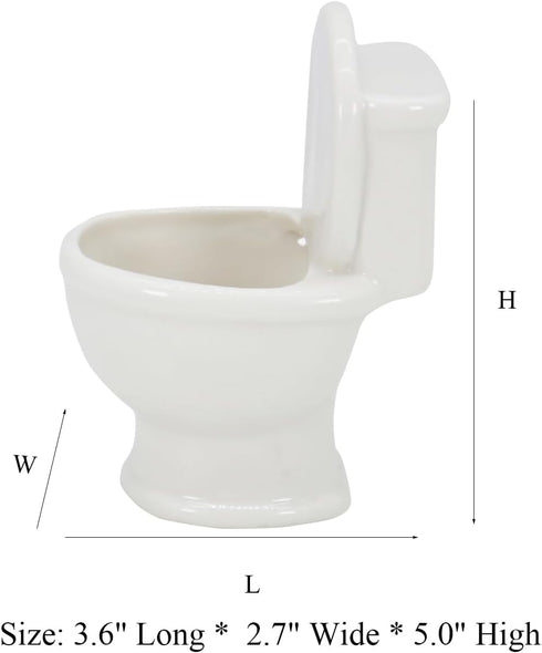 Cute Toilet Bowl Succulent Planter Pot with Drainage Tray, White Ceramic Cactus/Flower Container, Bonsai Holder for Air Plants...