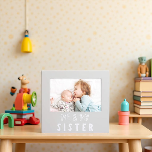 Pearhead Me & My Sister Sentiment Photo Frame, Big Sister or Brother Gift, Sibilng Pictures, Gray...