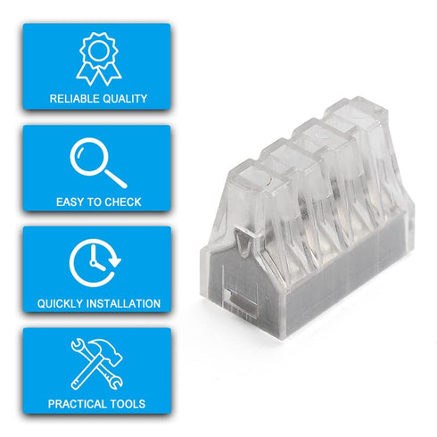 50pcs 8 Port Push-in Electrical Wire Connector, PCT-108 Quick Connection Terminal Compact Wire Connector for 18-12 AWG Solid Stranded Wires...