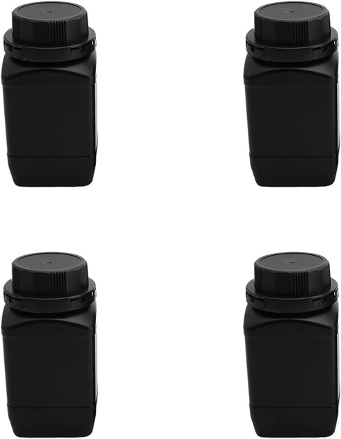 Heyiarbeit 5pcs Plastic Lab Chemical Reagent Bottle 500ml/17oz Wide Mouth Sample Sealing Liquid/Solid Storage Bottles Black...